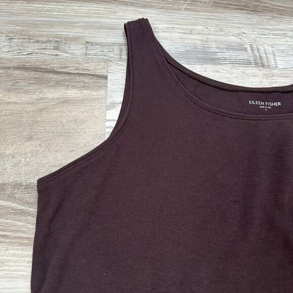 Eileen Fisher Tank Top Brown Organic Cotton Stretch Minimalist USA L - Picture 2 of 5